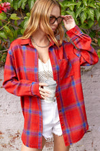 Load image into Gallery viewer, Loose Fit Button Down Cut Edge Detailed Plaid Shirt