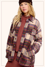 Load image into Gallery viewer, Loose Fit Plaid Button Down Shacket with Pockets