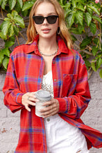 Load image into Gallery viewer, Loose Fit Button Down Cut Edge Detailed Plaid Shirt