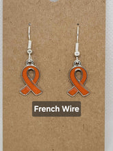 Load image into Gallery viewer, Multiple Sclerosis Orange Ribbon Earrings