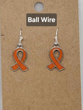 Load image into Gallery viewer, Multiple Sclerosis Orange Ribbon Earrings