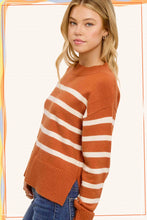 Load image into Gallery viewer, Striped Mock Neck Dolman Sleeve Loose Fit Sweater