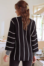 Load image into Gallery viewer, Colorblock Striped V Neck Knitted Loose Sweater
