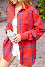 Load image into Gallery viewer, Loose Fit Button Down Cut Edge Detailed Plaid Shirt