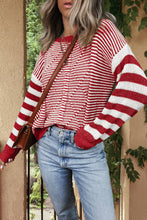Load image into Gallery viewer, Red Stripe Geometric Sweater