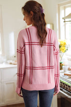 Load image into Gallery viewer, Plaid Pattern Knitted Drop Shoulder Sweater