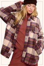 Load image into Gallery viewer, Loose Fit Plaid Button Down Shacket with Pockets