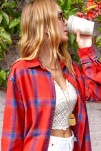 Load image into Gallery viewer, Loose Fit Button Down Cut Edge Detailed Plaid Shirt