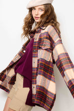 Load image into Gallery viewer, Loose Fit Plaid Button Down Shacket with Pockets