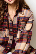 Load image into Gallery viewer, Loose Fit Plaid Button Down Shacket with Pockets