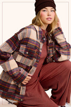 Load image into Gallery viewer, Loose Fit Plaid Button Down Shacket with Pockets