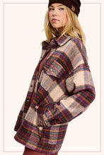 Load image into Gallery viewer, Loose Fit Plaid Button Down Shacket with Pockets