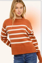Load image into Gallery viewer, Striped Mock Neck Dolman Sleeve Loose Fit Sweater