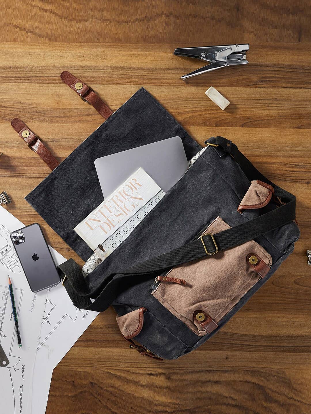Sebastian Up-Cycled Canvas Messenger Bag SM-208 – Mona B Retail