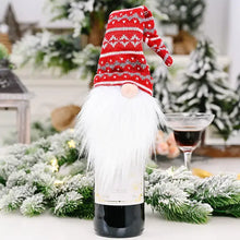 Load image into Gallery viewer, Gnome Knitted Hat Wine Cover Topper
