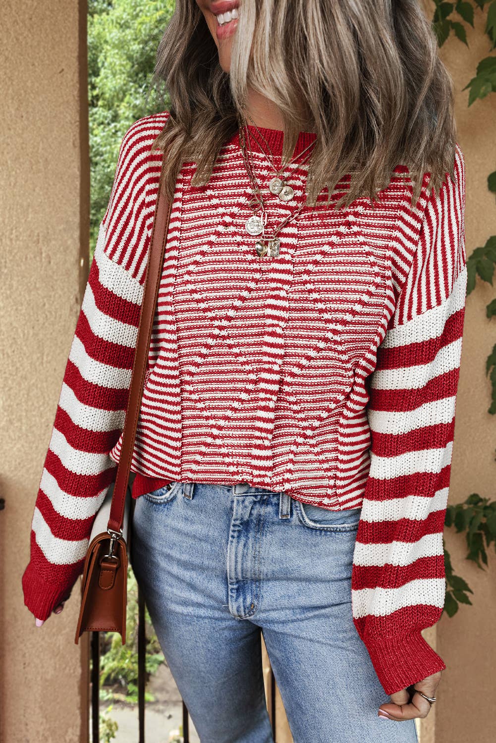 Red Stripe Geometric Sweater