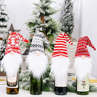 Gnome Knitted Hat Wine Cover Topper