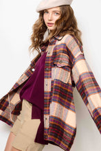 Load image into Gallery viewer, Loose Fit Plaid Button Down Shacket with Pockets
