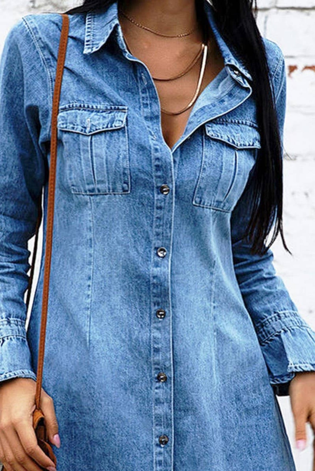 Long Sleeve Button Up Denim Dress