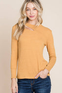 Dijon Ribbed Keyhole Knit Top