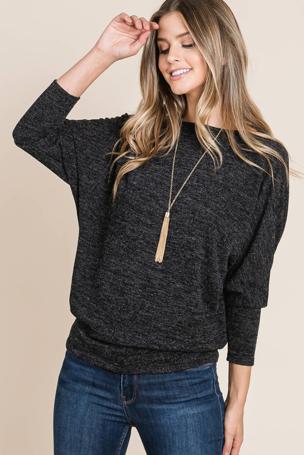 Black Relaxed Fit Knit Top