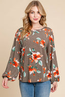 Autumn Floral Top (Mocha)