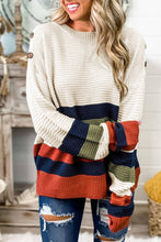 Load image into Gallery viewer, BUTTONED SHOULDER STRIPED SWEATER
