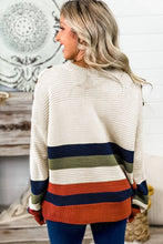 Load image into Gallery viewer, BUTTONED SHOULDER STRIPED SWEATER
