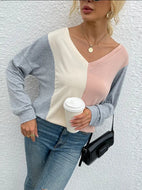 V Neck Pullover Multi Color Mosaic Top