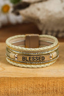 BLESSED Rhinestone Braided Detail Buckle Bracelet
