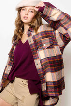 Load image into Gallery viewer, Loose Fit Plaid Button Down Shacket with Pockets
