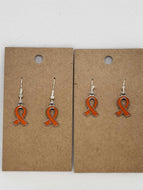 Multiple Sclerosis Orange Ribbon Earrings