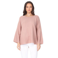 Boat Neck Bell Sleeve High Low Pullover Sweater