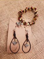 Silver Bee Charm Bracelet/Earring Set