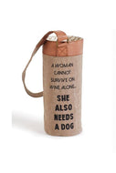 Mona B. - A Girl And Her Dog Up-Cycled Canvas Wine Bag