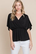 Black Tunic Front Wrap Top