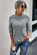 GREY FRINGE SWEATER