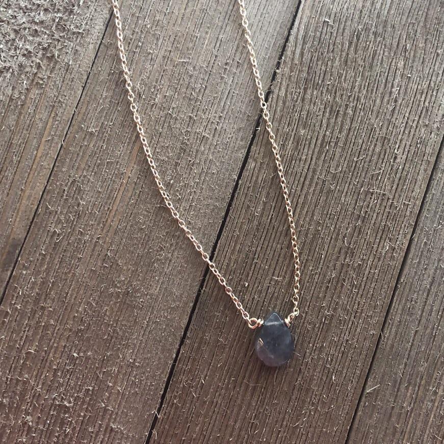 LABRADORITE DROP NECKLACE - STERLING