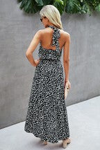 Load image into Gallery viewer, Navy Halter Neck Maxi Dress
