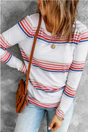 Stripe Print Crew Neck Top