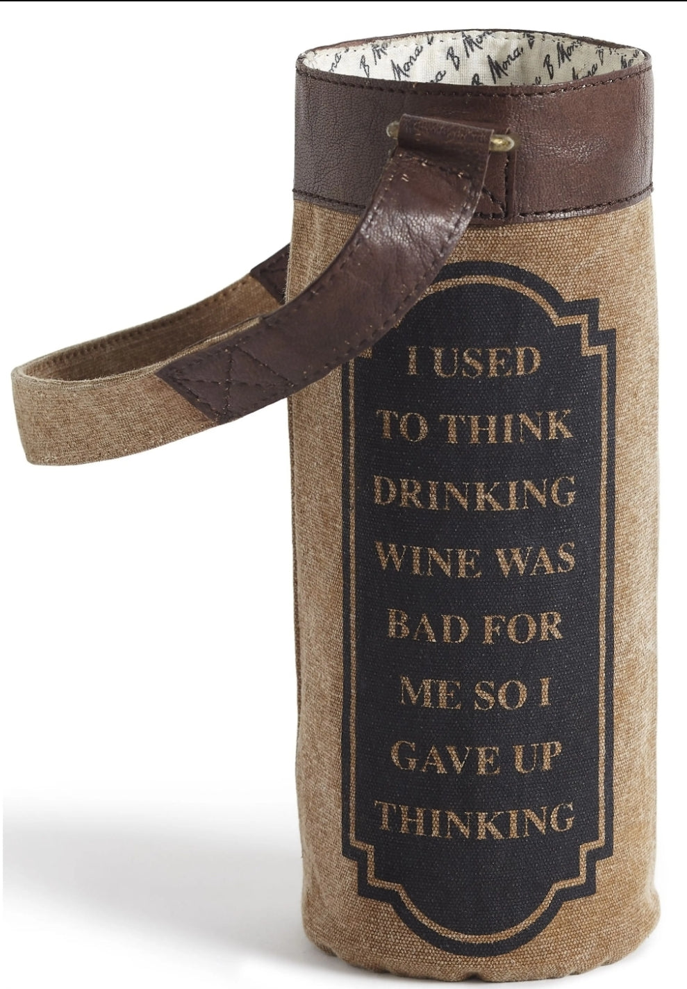 Mona B. - Drinking Wine Was Bad for Me Up-Cycled Canvas Wine Bag