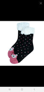 Women's Pink Owl Fleece Lined Sherpa Slipper Socks