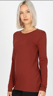 RUST Cotton Crew Neck Long Sleeve T-shirt