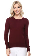 BURGUNDY Cotton Crew Neck Long Sleeve T-shirt