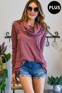 BURGUNDY COWLNECK TOP